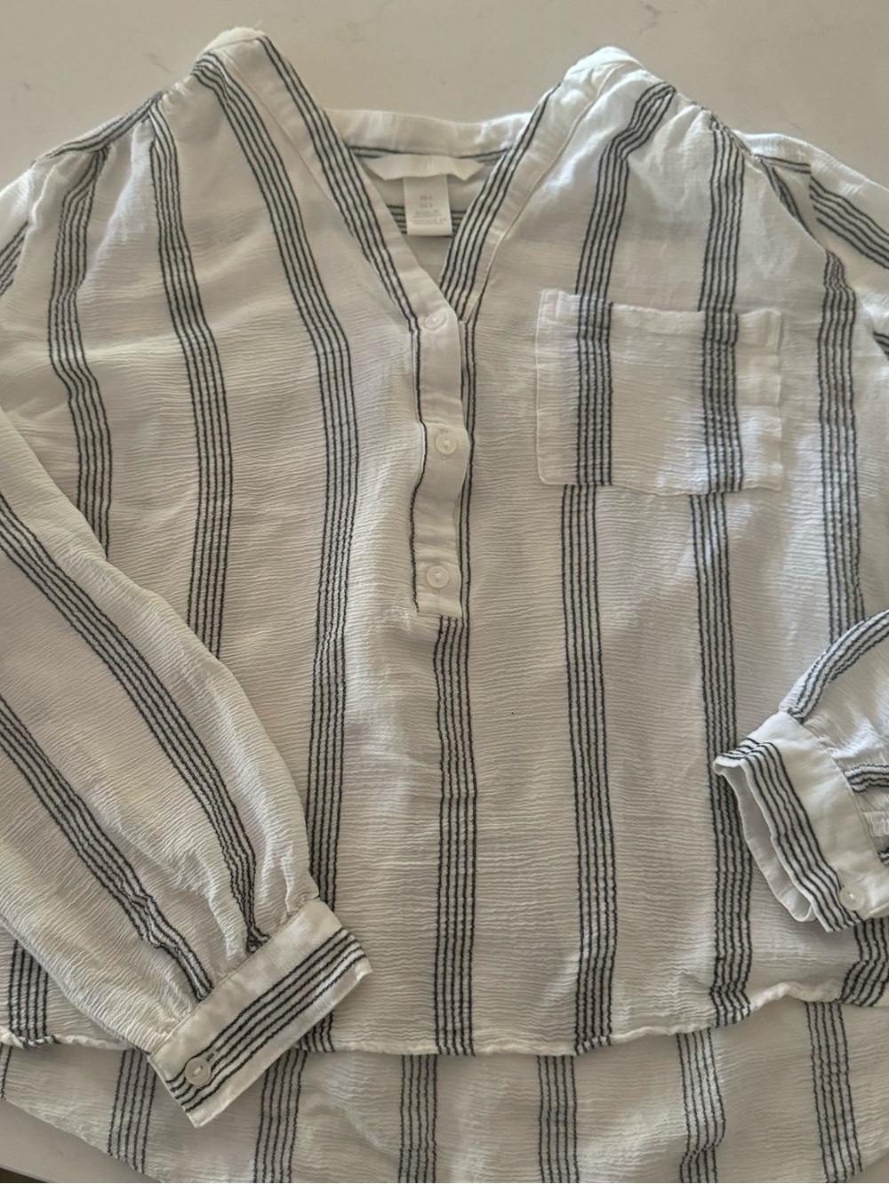 Women’s  White Button Shirt with Black Stripe